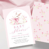 Arch Bunny Pink Floral Baby shower Kaart