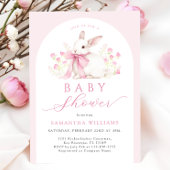 Arch Bunny Pink Floral Baby shower Kaart