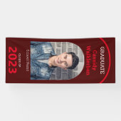 Arch Burgundy Red Photo Afstuderen Spandoek (Horizontaal)