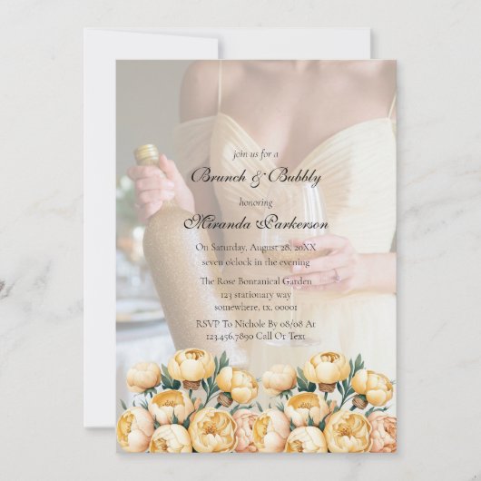 Arch Butter-Yellow Photo Brunch en Bubbly Kaart (Voorkant)