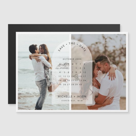 Arch calendar photo Save the Date Magnet Magnetische Uitnodiging (Voorkant / Achterkant)