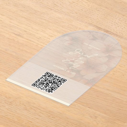 Arch Cherry Blossom Huwelijksuitnodiging QR Code Acryl Uitnodigingen (Laagn)