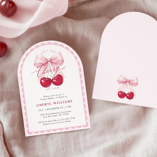 Arch Cherry op Top Bruids Douche Uitnodiging