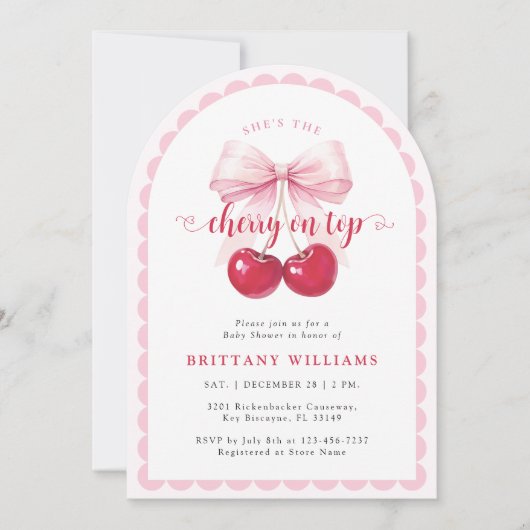 Arch Cherry op uitnodiging voor Baby shower (Voorkant)