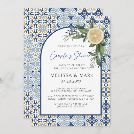 Arch Citrus Lemon Amalfi Positano Couples Shower Kaart (Voorkant / Achterkant)