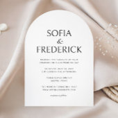 Arch Classic Photo Script Black and White Wedding Kaart