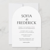 Arch Classic Photo Script Black and White Wedding Kaart (Voorkant)