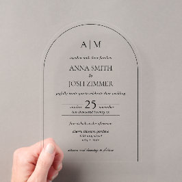 Arch Classy Elegant B & W minimalistische chique b Acryl Uitnodigingen