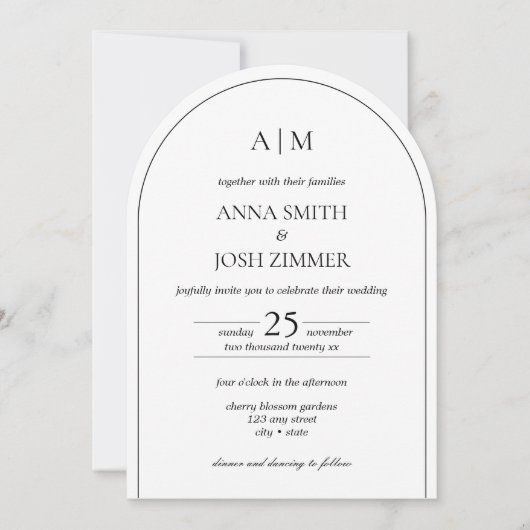 Arch Classy Elegant B & W minimalistische chique b Kaart (Voorkant)