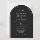 Arch Classy Elegant Eenvoudige Minimal Black Weddi Kaart (Voorkant)