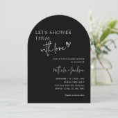 Arch Couple Laten we ze Douchen Black Bridal Kaart (Staand voorkant)