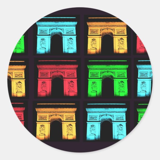 Arch de Triumph Collage Ronde Sticker (Voorkant)