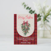 Arch  dennenboom rode buffel plaid kerst briefkaart (Staand voorkant)