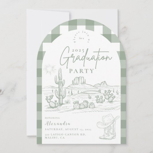 Arch Desert Chic Afstuderen Western Cowgirl Kaart (Voorkant)