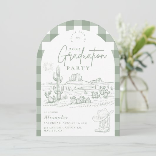 Arch Desert Chic Afstuderen Western Cowgirl Kaart (Staand voorkant)