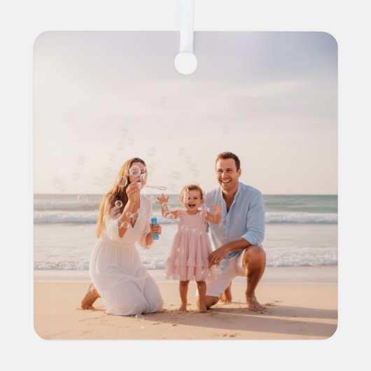 Arch Double Sided Family Beach Photo Christmas Metalen Ornament (Achterkant)