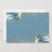 Arch Dusky Blue Floral Gold Glitter Baptisme Foto Kaart (Achterkant)