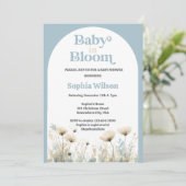 Arch Dusty Blue Baby in Bloom Baby shower Kaart (Staand voorkant)