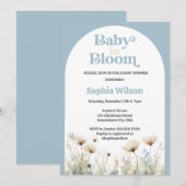 Arch Dusty Blue Baby in Bloom Baby shower Kaart (Voorkant / Achterkant)