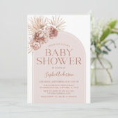 Arch Dusty Roos Boho Pampas Grass Baby shower Kaart (Staand voorkant)