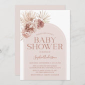 Arch Dusty Roos Boho Pampas Grass Baby shower Kaart (Voorkant / Achterkant)