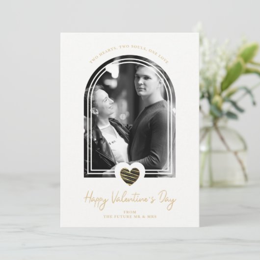 Arch Effect Black Heart Happy Valentine's Day Save The Date (Staand voorkant)