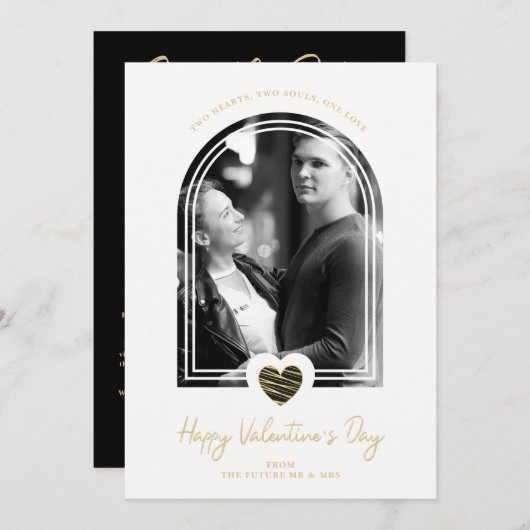 Arch Effect Black Heart Happy Valentine's Day Save The Date (Voorkant / Achterkant)