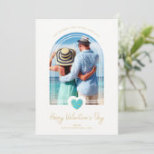 Arch Effect Blue Heart Happy Valentine's Day Save The Date (Staand voorkant)