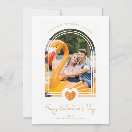 Arch-effect Oranje hart Happy Valentijnsdag Save The Date (Voorkant)