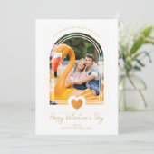 Arch-effect Oranje hart Happy Valentijnsdag Save The Date (Staand voorkant)