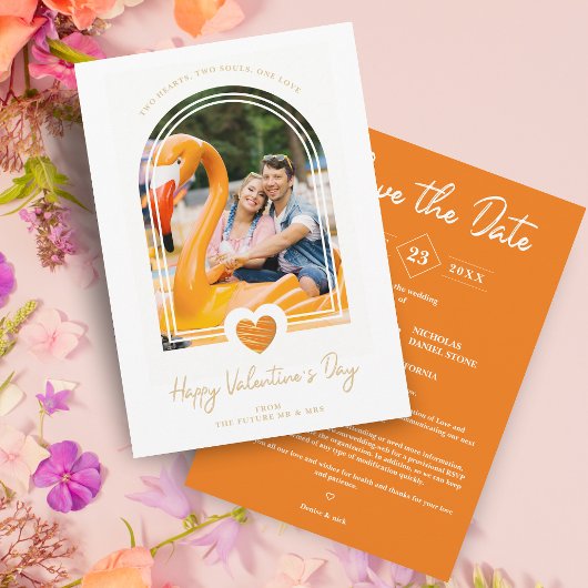 Arch-effect Oranje hart Happy Valentijnsdag Save The Date