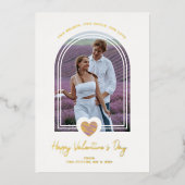 Arch Effect Paars Heart Happy Valentijndag Folie Uitnodiging (Voorkant)