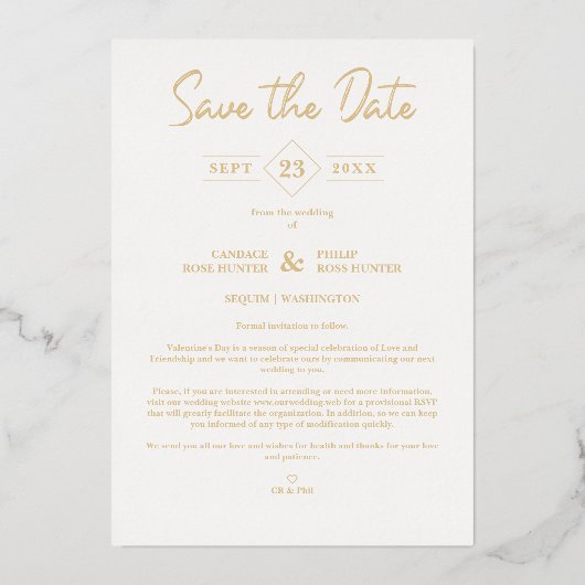 Arch Effect Paars Heart Happy Valentijndag Folie Uitnodiging (Achterkant)