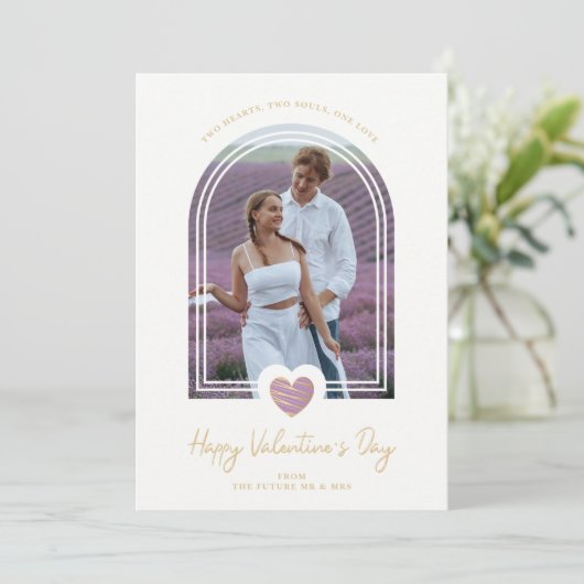 Arch Effect Paars Heart Happy Valentijndag Save The Date (Staand voorkant)