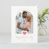 Arch Effect Pink Heart Happy Valentine's Day Photo Kaart (Staand voorkant)