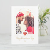 Arch Effect Red Heart Happy Valentine's Day Photo Kaart (Staand voorkant)