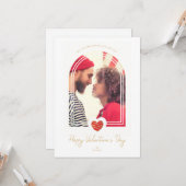 Arch Effect Red Heart Happy Valentine's Day Photo Kaart (Voorkant / Achterkant in situ)