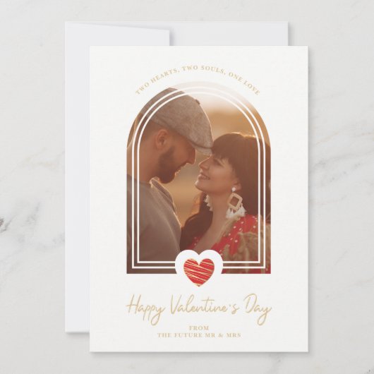 Arch Effect Red Heart Happy Valentine's Day Photo Save The Date (Voorkant)