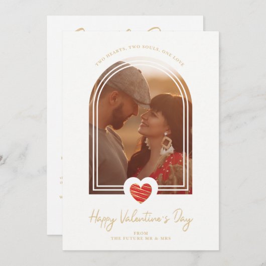 Arch Effect Red Heart Happy Valentine's Day Photo Save The Date (Voorkant / Achterkant)