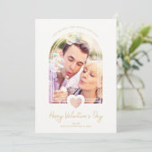 Arch Effect Roze Heart Happy Valentijnsdag Foto Save The Date (Staand voorkant)