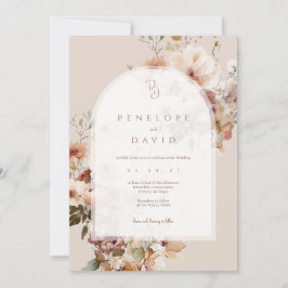 Arch Fall Wedding Uitnodigen | Blush & Herfst Bloe Kaart