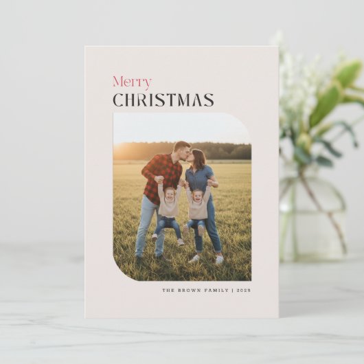 Arch Family Photo Portrait Christmas Holiday Card Feestdagenkaart (Staand voorkant)
