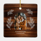 Arch Family Photo White Pine Branches Woodgrain  Keramisch Ornament (Achterkant)
