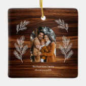 Arch Family Photo White Pine Branches Woodgrain  Keramisch Ornament (Voorkant)