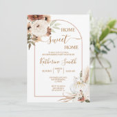 Arch Flora Boho Pumpkin Housewarming Party Kaart (Staand voorkant)