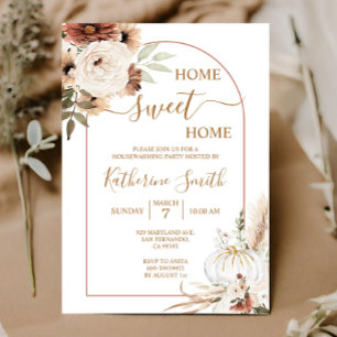 Arch Flora Boho Pumpkin Housewarming Party Kaart
