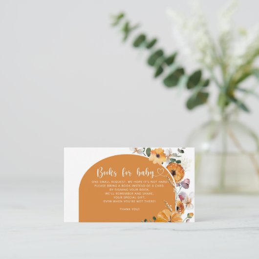 Arch floral herfst pompoenboeken voor baby ticket informatiekaartje (Staand voorkant)