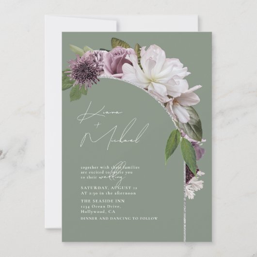 Arch Florals Wedding Sage Green D967 Kaart (Voorkant)