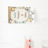 Arch Foliage Safari Party Dieren 1e Verjaardag Spandoek (Insitu)