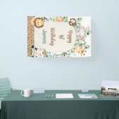 Arch Foliage Safari Party Dieren 1e Verjaardag Spandoek (Beurs)